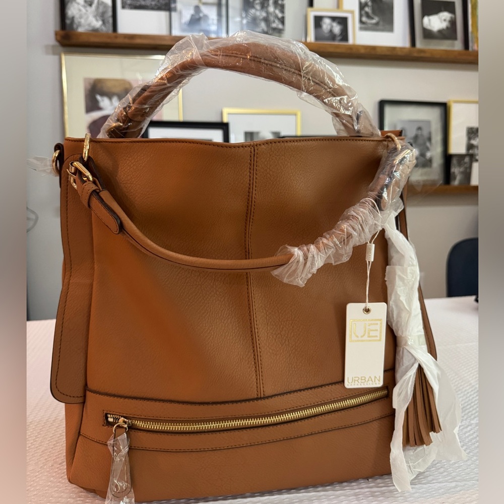 Urban Expressions Tan Leather Tote Bag